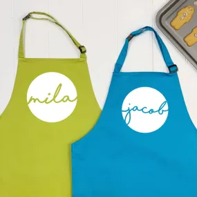 Personalised Kids Aprons With Names In Circles