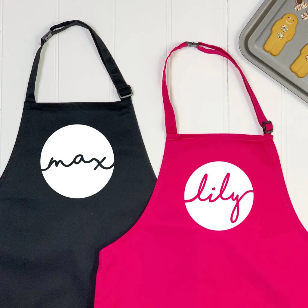 Personalised Kids Aprons With Names In Circles