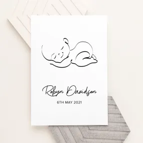 Personalised Line Art Sleeping Baby Print