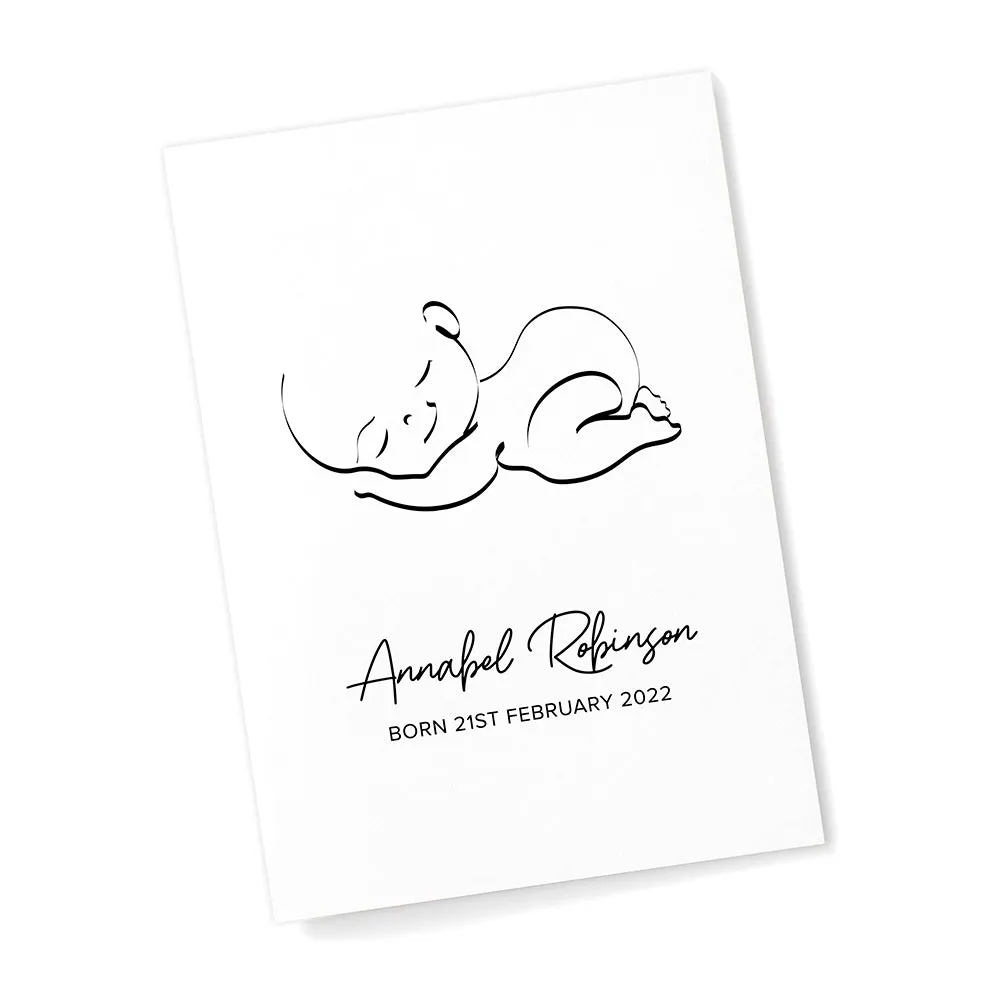 Personalised Line Art Sleeping Baby Print