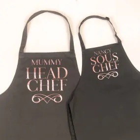 Personalised Mother And Daughter Rose Gold Aprons