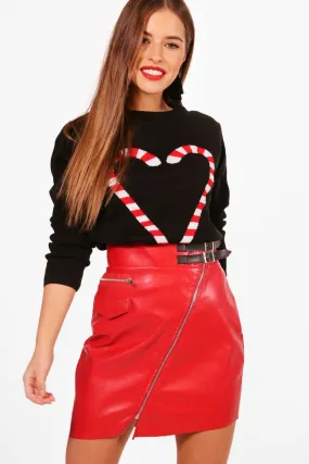 Petite Candy Cane Heart Christmas Sweater