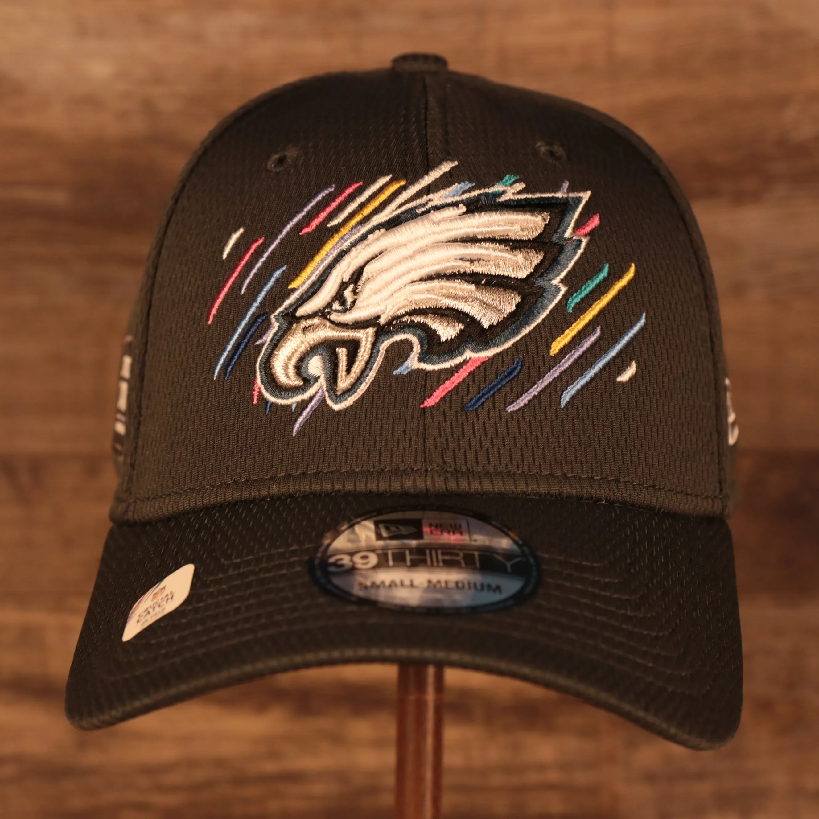 Philadelphia Eagles NFL 2021 Crucial Catch Cancer Awareness 39Thirty Stretch Fit Cap