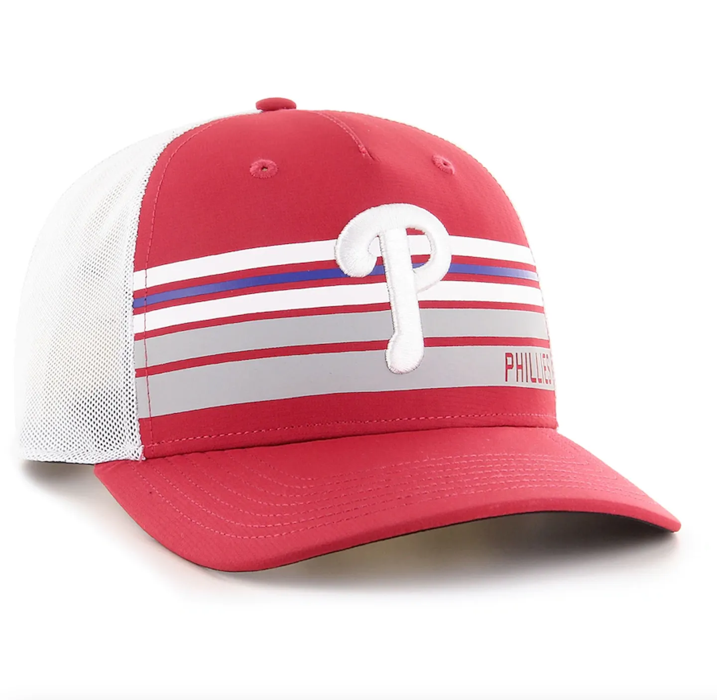 Philadelphia Phillies Red Striped Adjustable Trucker Snapback