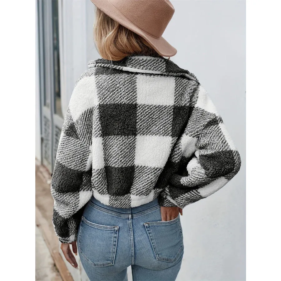 Plaid Zip Up Long Sleeve Outerwear