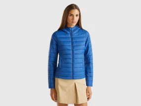 Puffer jacket with recycled wadding - Air Force Blue | Benetton