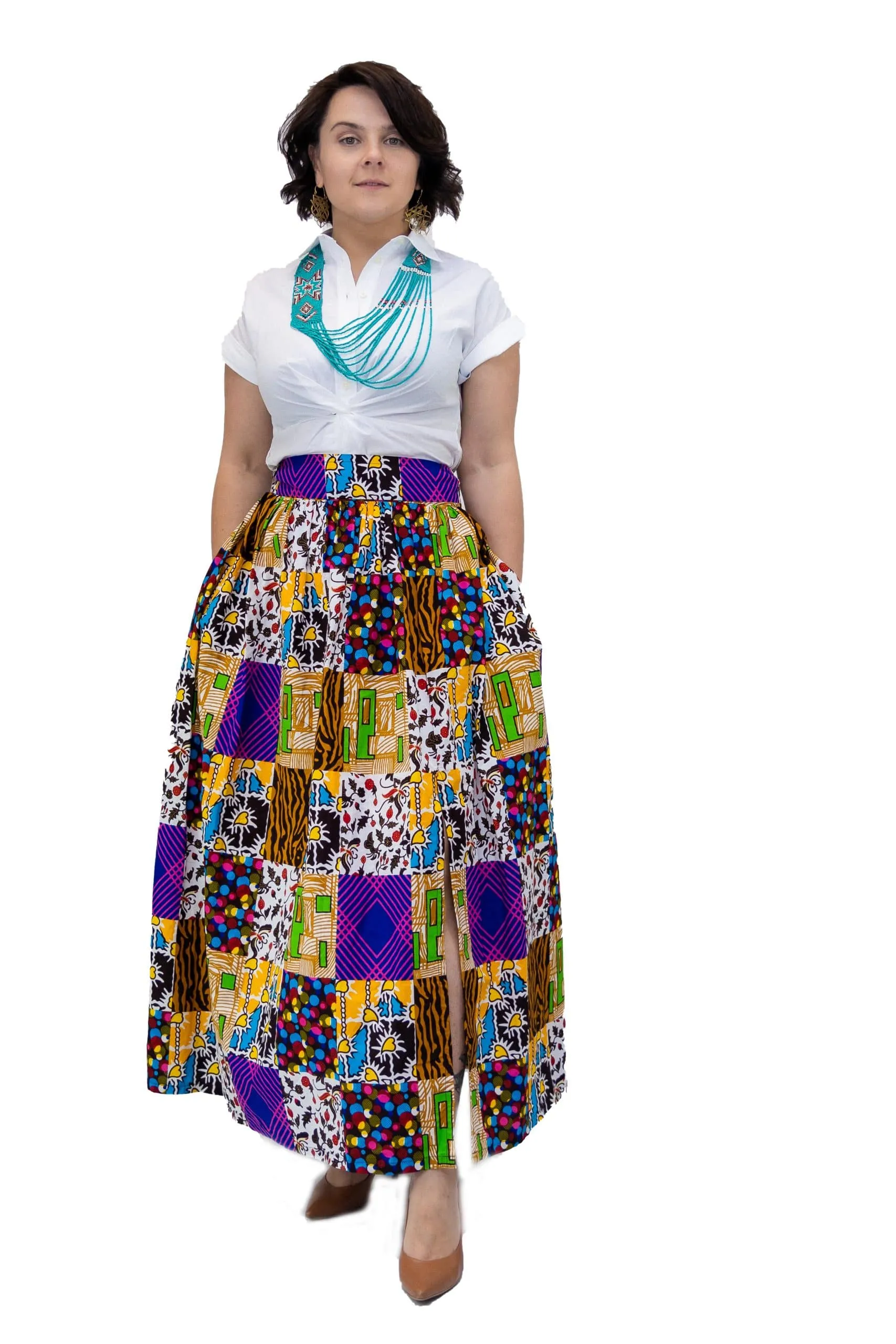 Rehema African Ankara Print Maxi Skirt - African Clothing Store | JT Aphrique