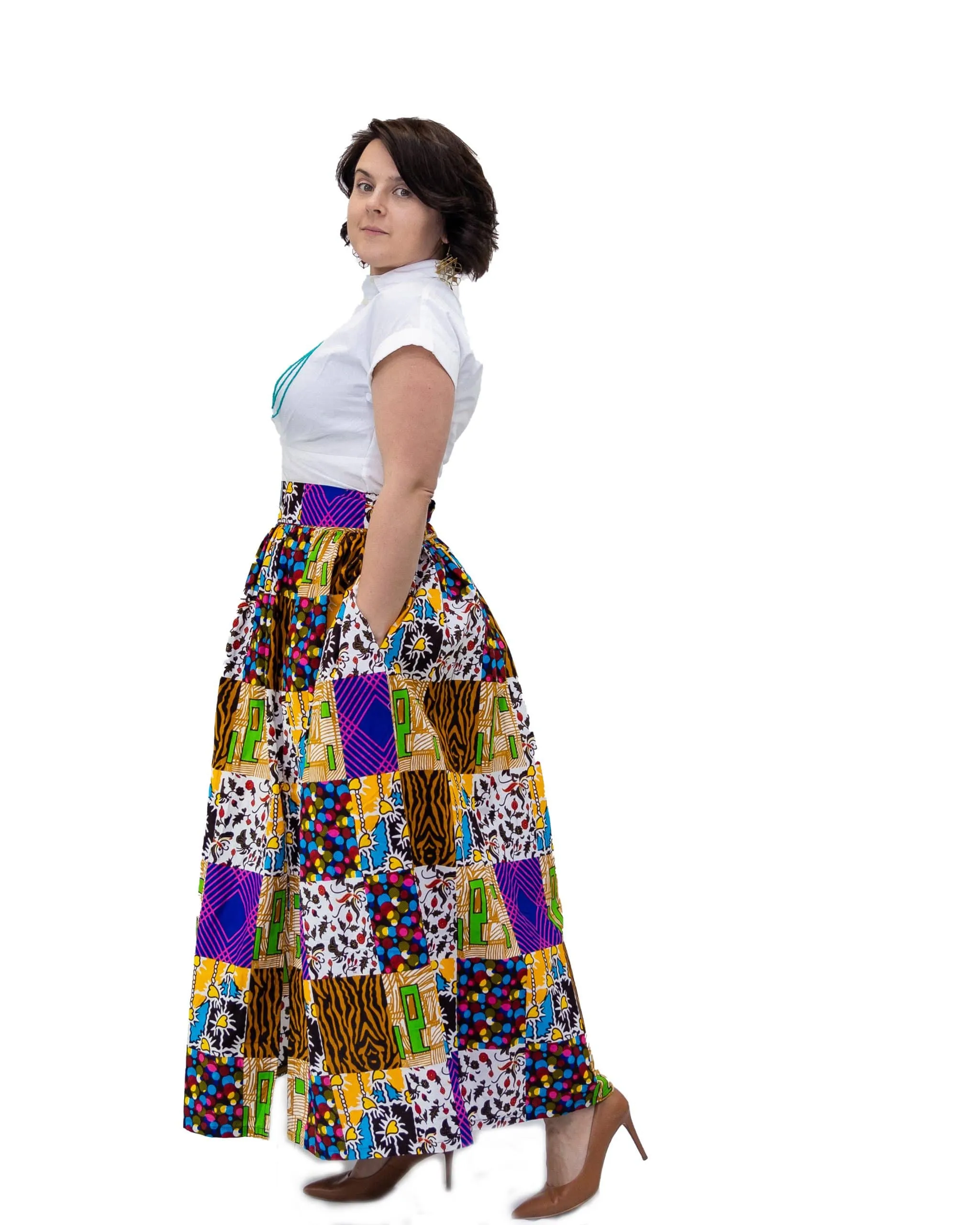 Rehema African Ankara Print Maxi Skirt - African Clothing Store | JT Aphrique