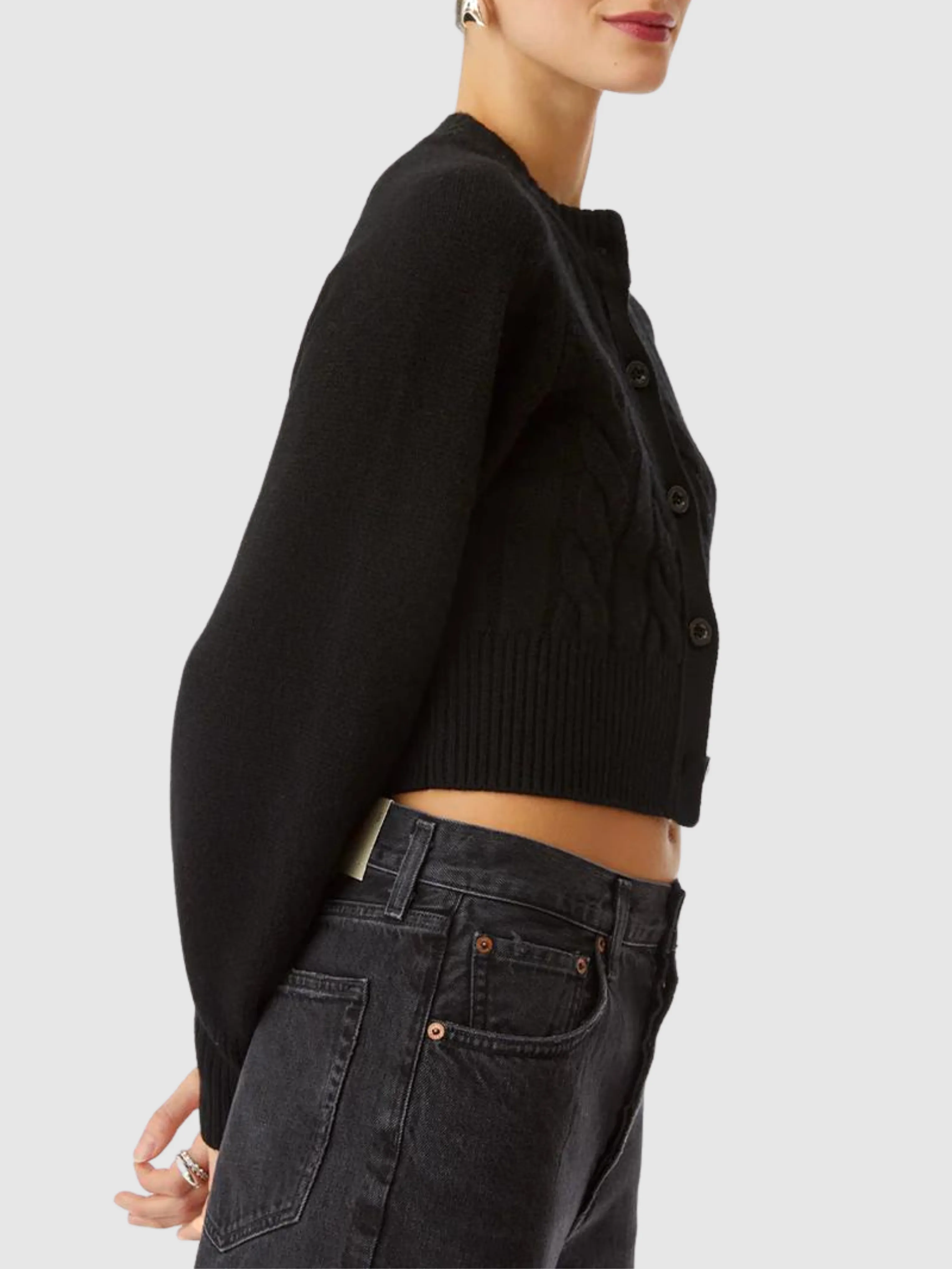 Rita Cropped Cardigan in Black