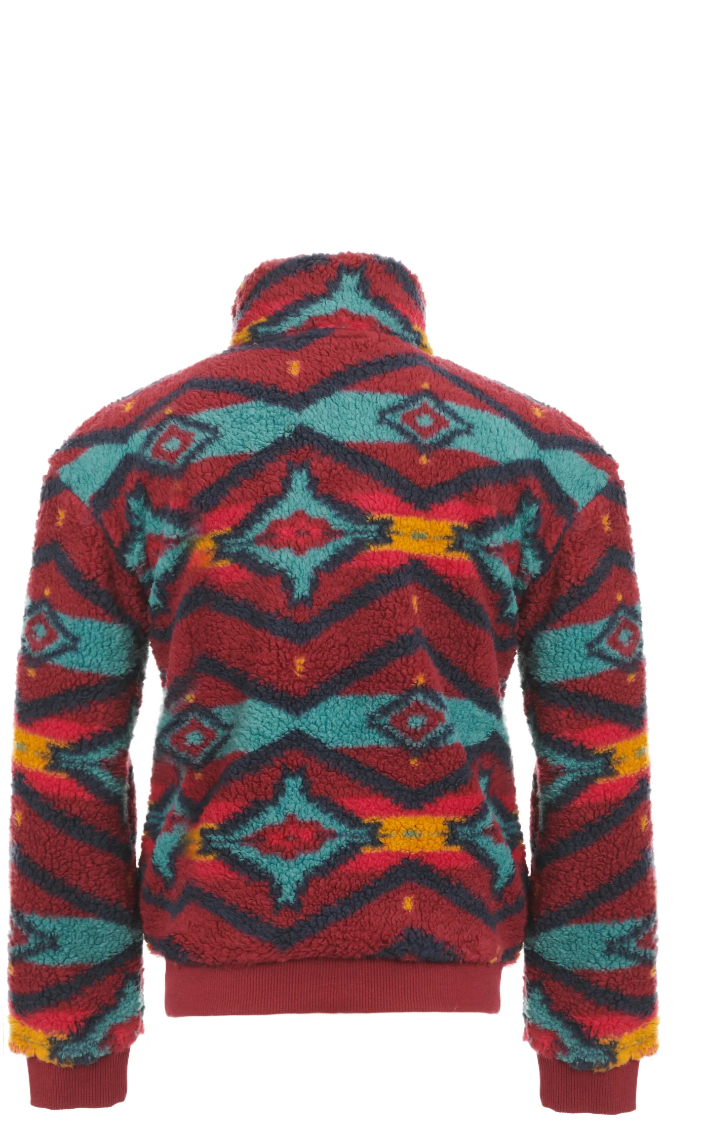 Rock & Roll Denim Girl's Cranberry & Turquoise Aztec 1/4 Zip Long Sleeve Pullover