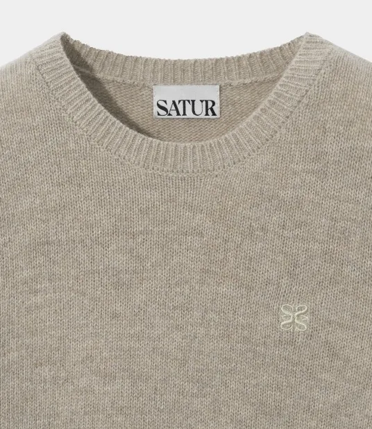 SATUR  |Wool Nylon Logo V-neck & Crew neck