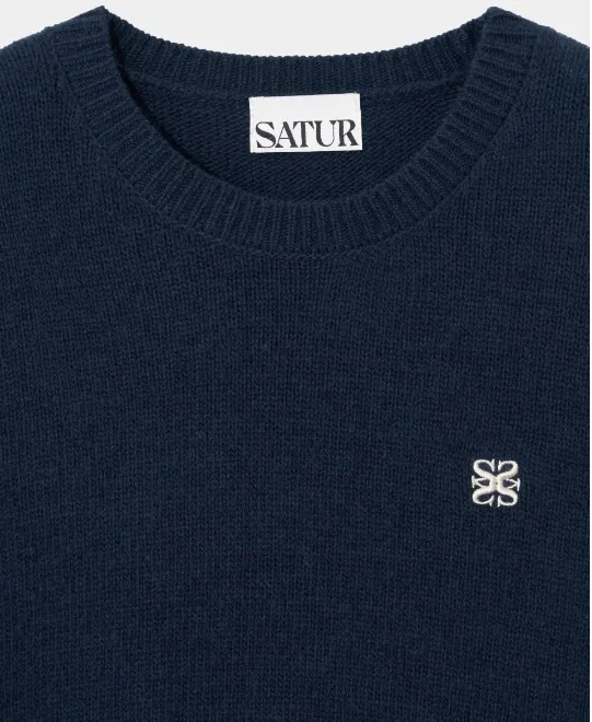 SATUR  |Wool Nylon Logo V-neck & Crew neck