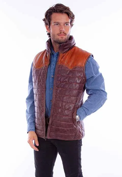 Scully Men's Brown Leather Puffer Vest