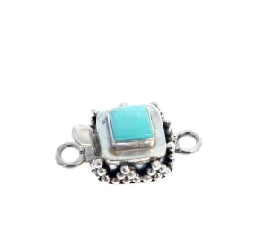 Sleeping Beauty Turquoise Clasp 6mm Square Granulated