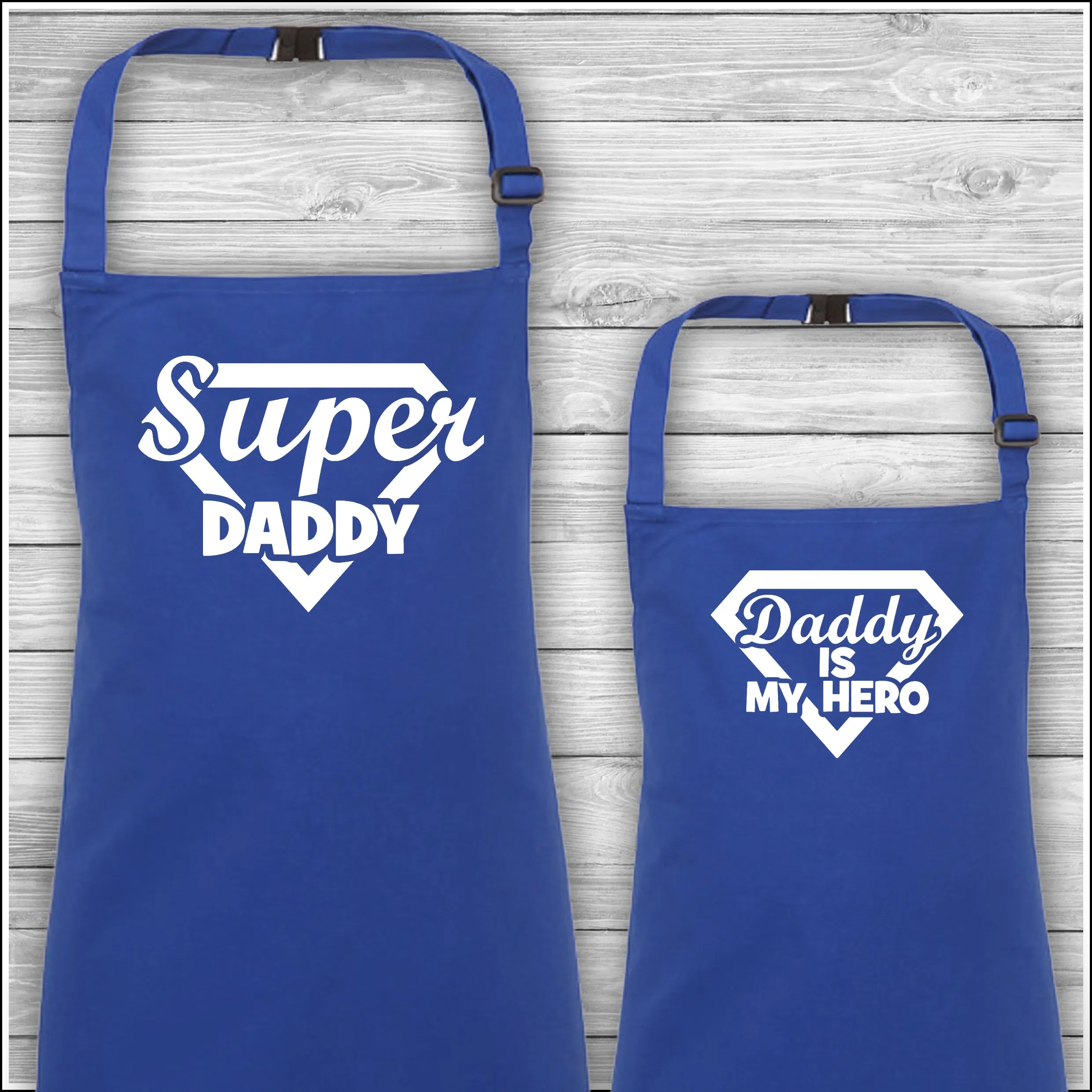 Super Daddy | Daddy Is My Hero | Personalised Cooking Aprons | Father's Day Gift | Matching Family Aprons