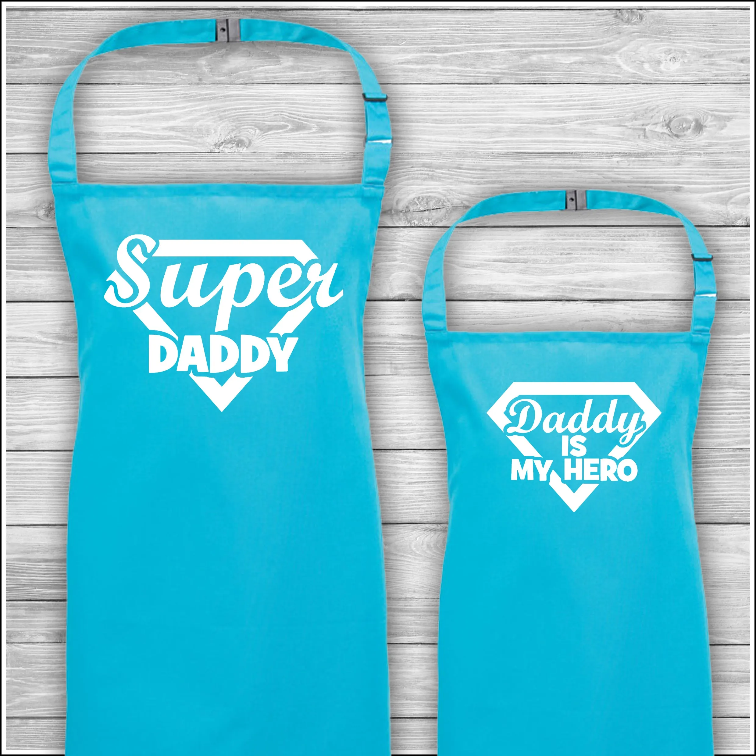 Super Daddy | Daddy Is My Hero | Personalised Cooking Aprons | Father's Day Gift | Matching Family Aprons