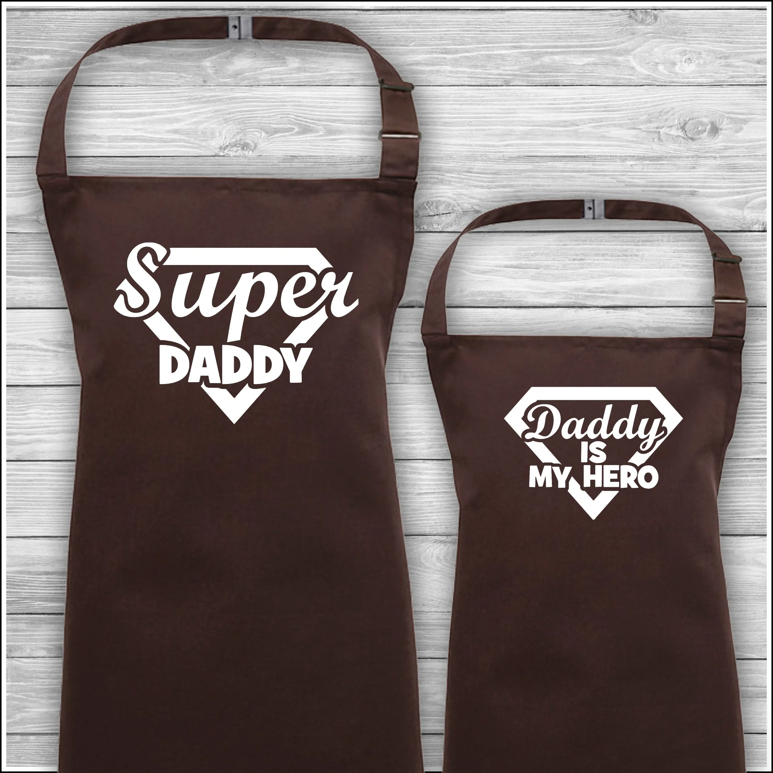 Super Daddy | Daddy Is My Hero | Personalised Cooking Aprons | Father's Day Gift | Matching Family Aprons