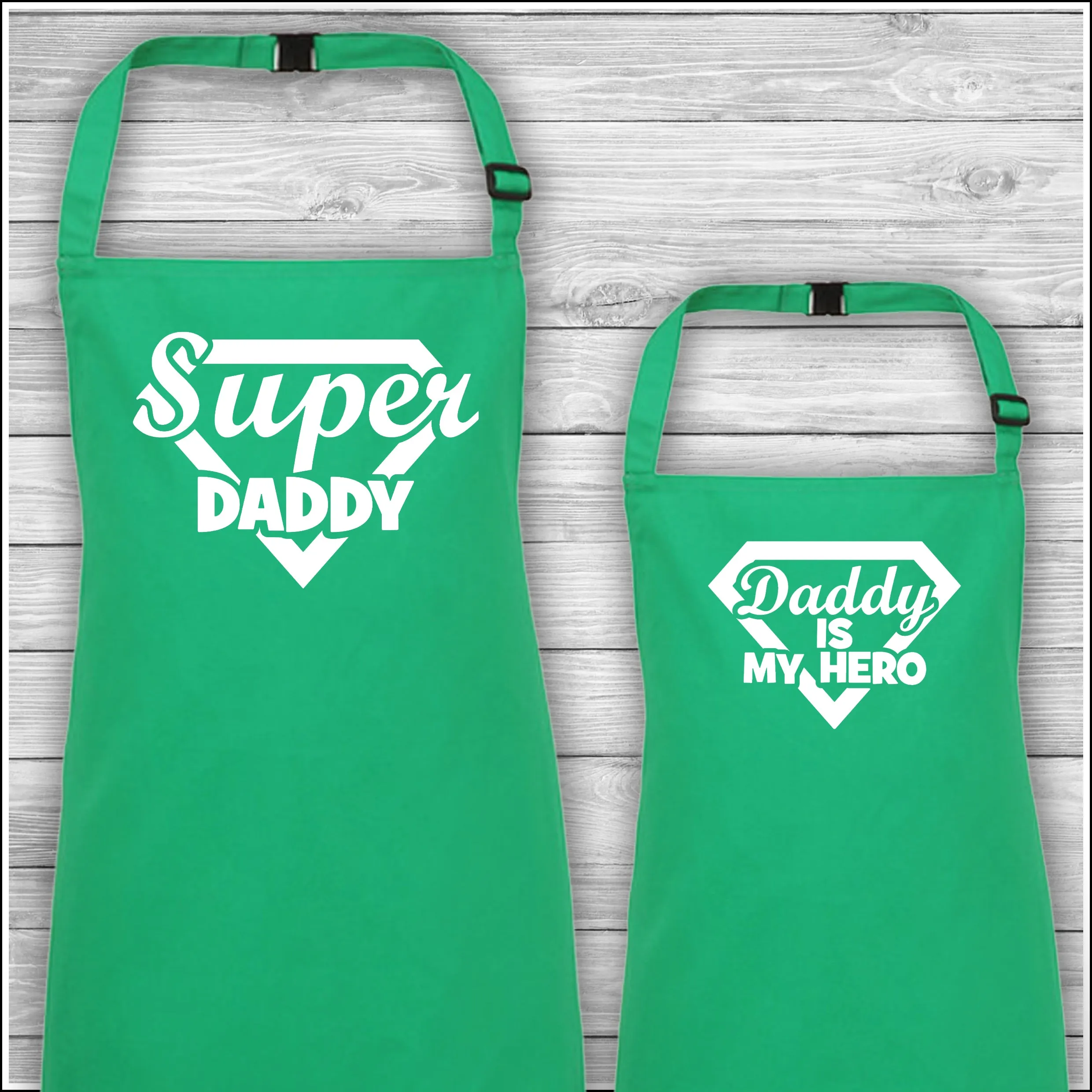 Super Daddy | Daddy Is My Hero | Personalised Cooking Aprons | Father's Day Gift | Matching Family Aprons