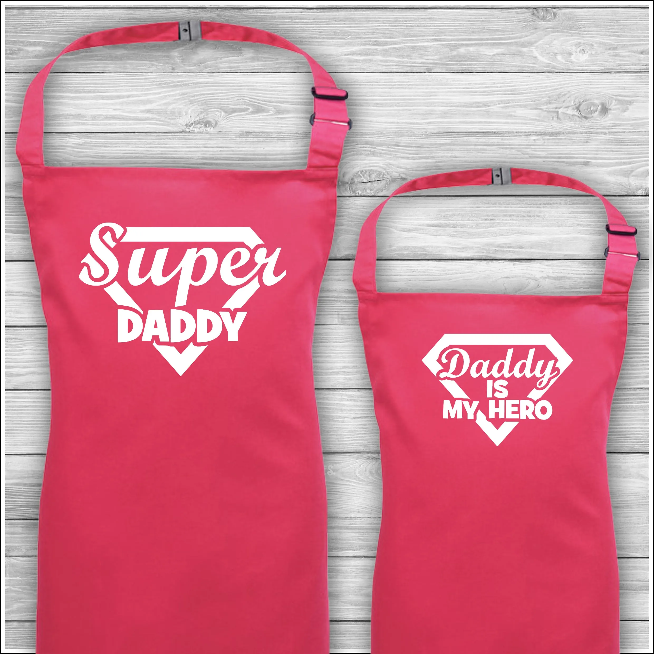 Super Daddy | Daddy Is My Hero | Personalised Cooking Aprons | Father's Day Gift | Matching Family Aprons