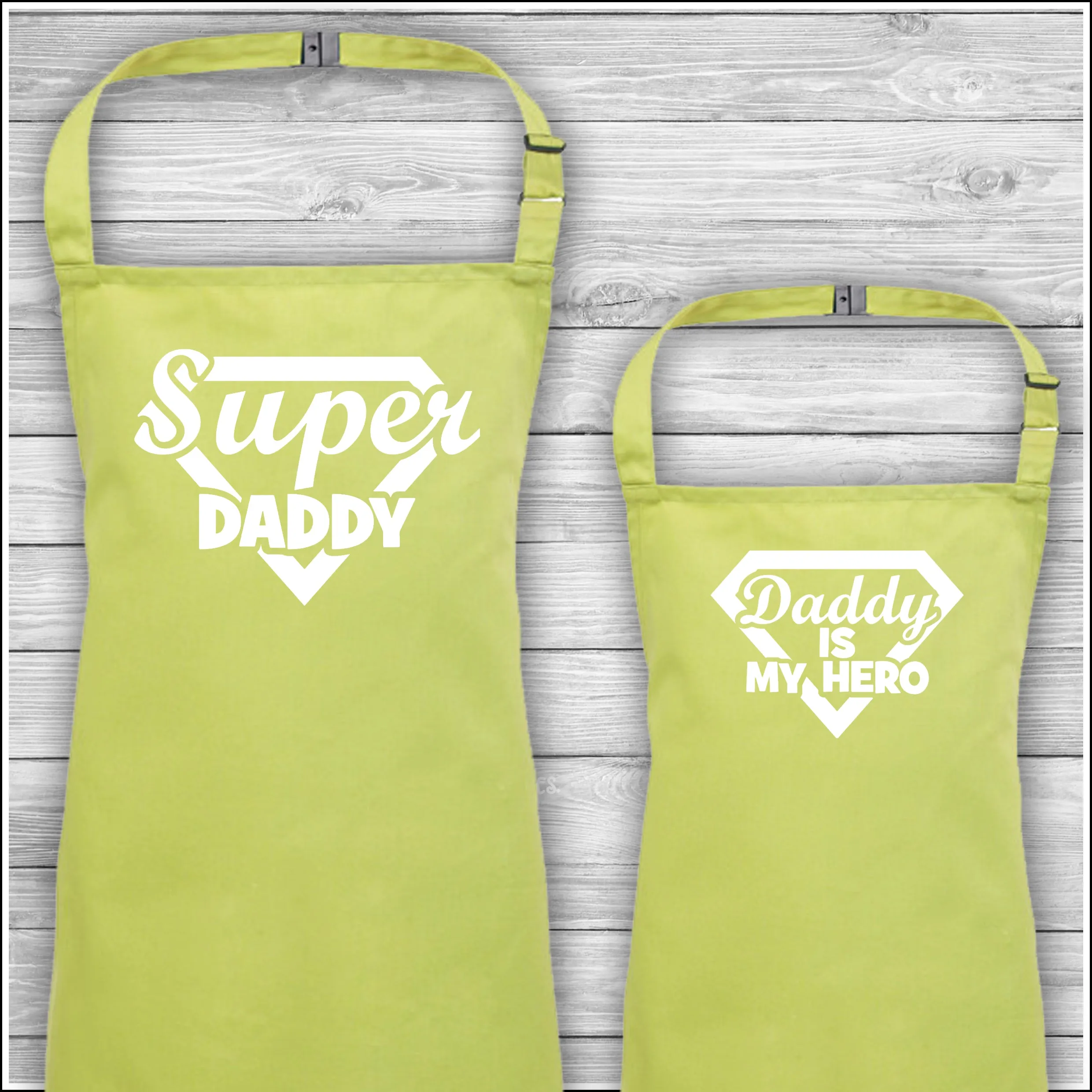 Super Daddy | Daddy Is My Hero | Personalised Cooking Aprons | Father's Day Gift | Matching Family Aprons