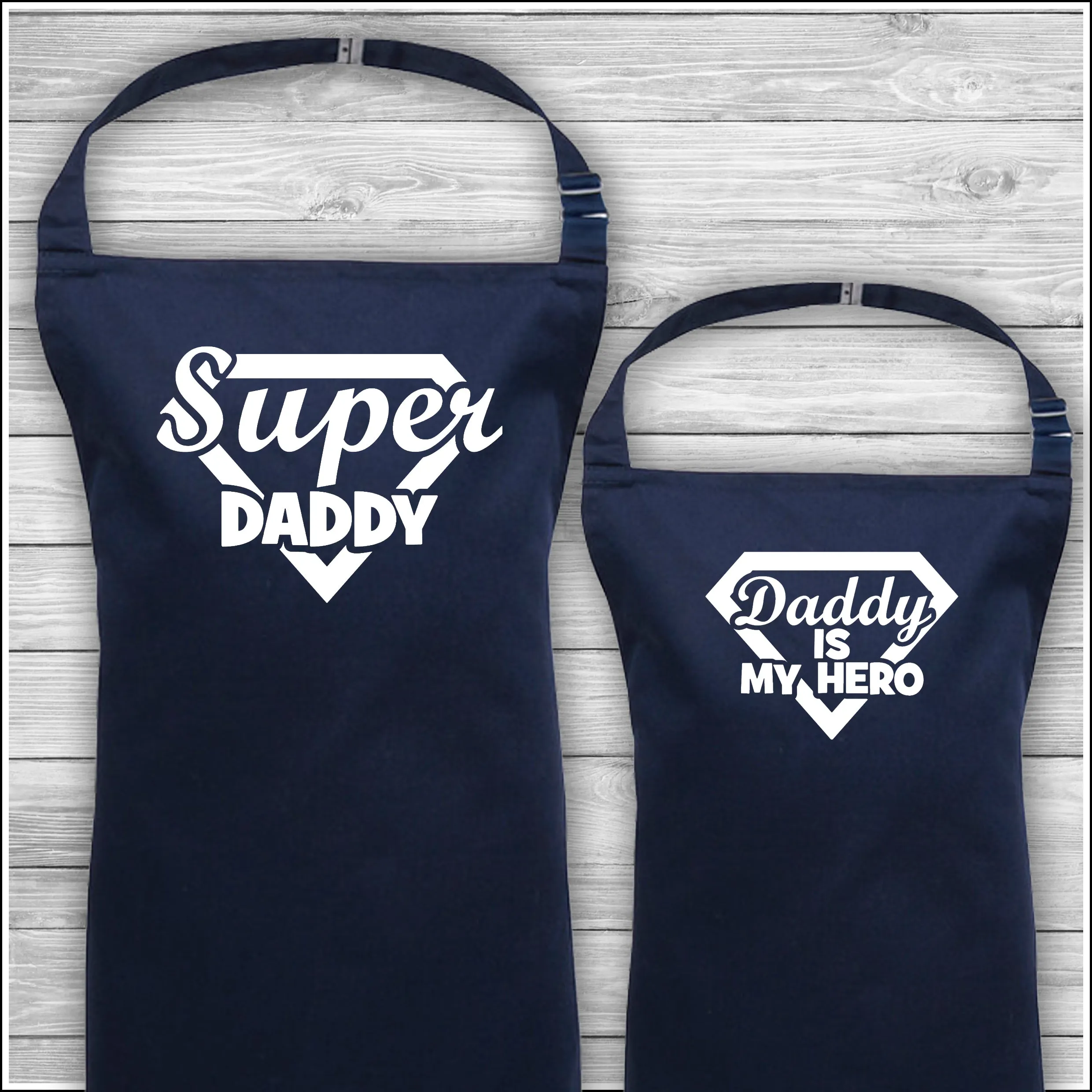 Super Daddy | Daddy Is My Hero | Personalised Cooking Aprons | Father's Day Gift | Matching Family Aprons