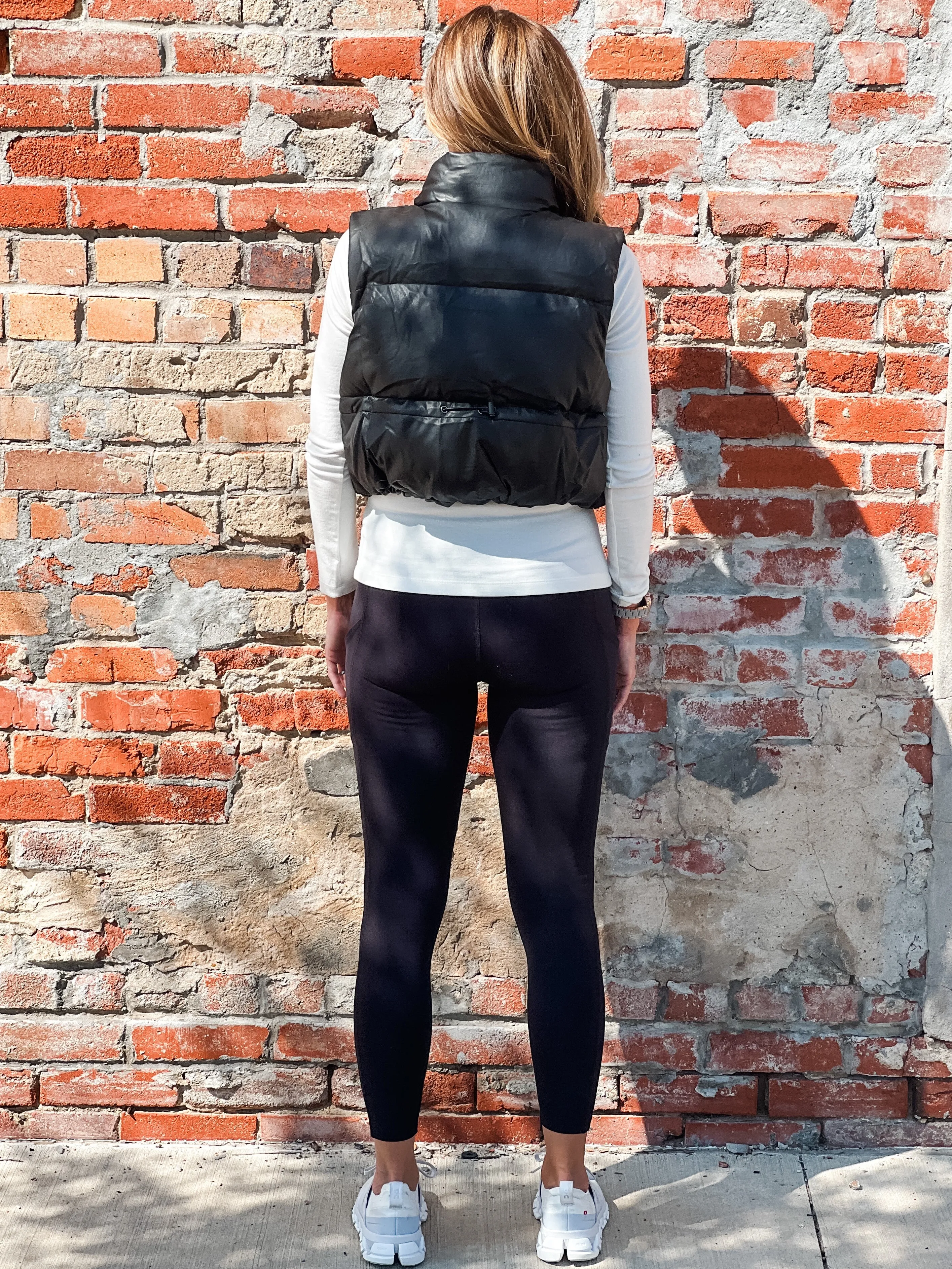 The Aly Faux Leather Puffer Vest