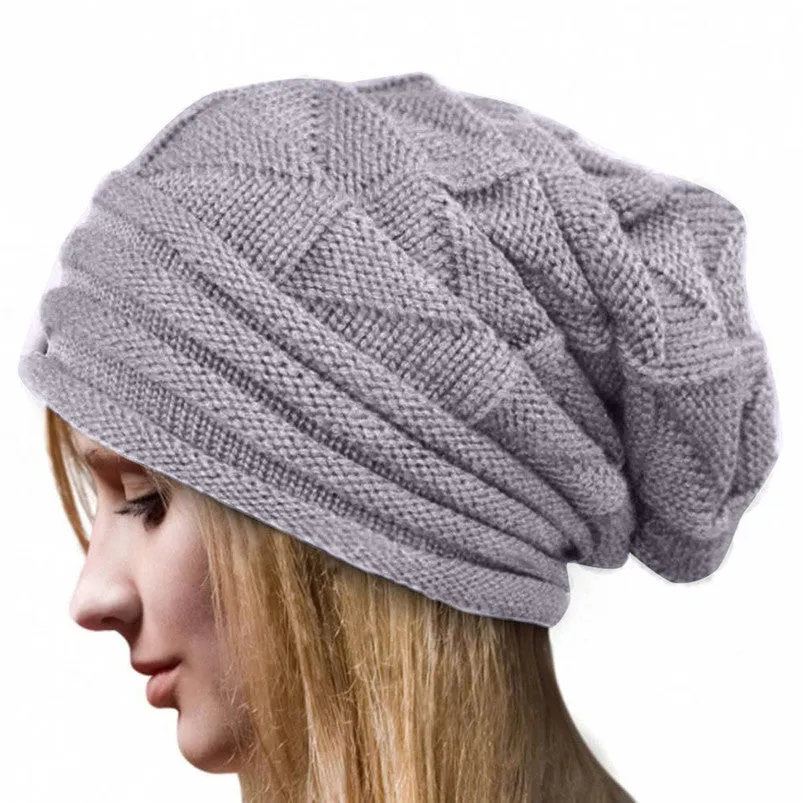 Women Crochet Hat Wool Knit Beanie Warm Caps bonnet Fast Shipping Feida