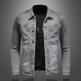 Xituodai Fashion Denim Jacket Men Cotton Turn Down Collar Casual Mens Denim Coat Slim Fit Motocycle Jean Outerwear Single Breast