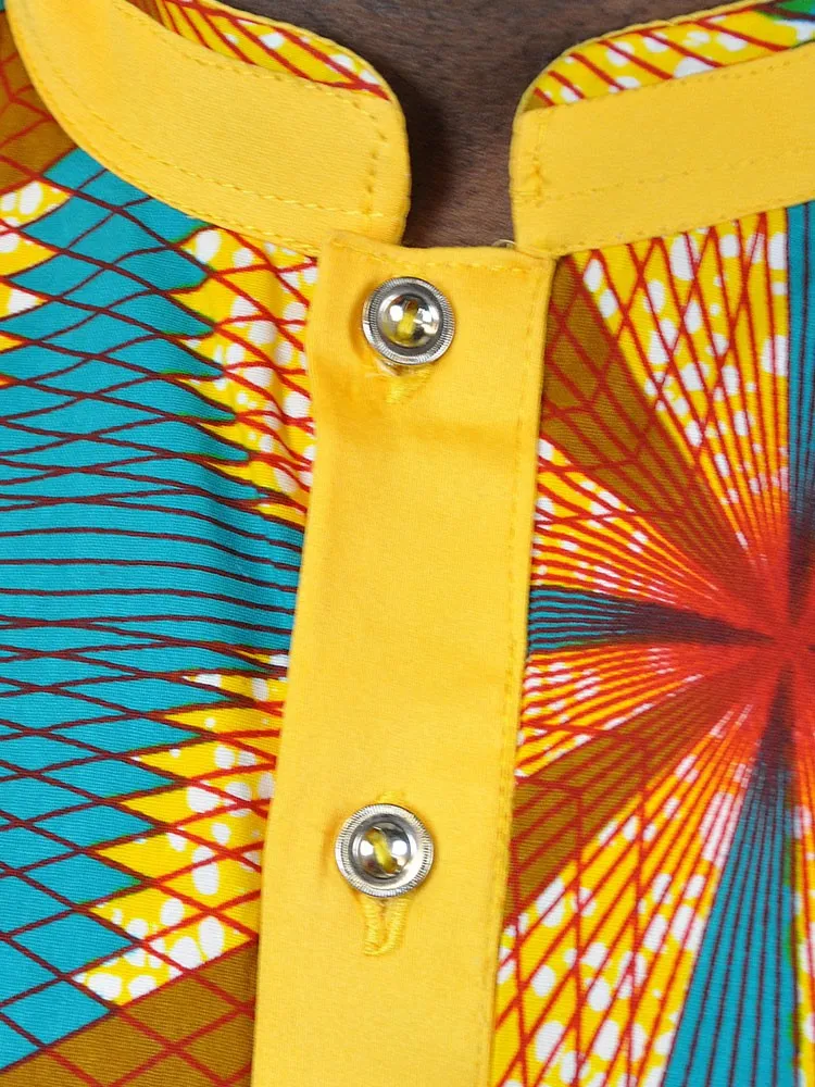 Yellow African Print Shirt - African Clothing Store | JT Aphrique